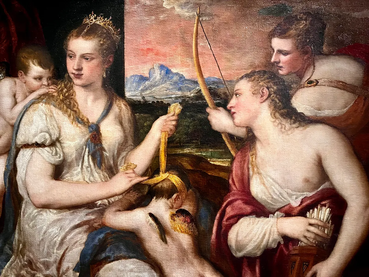 Titian, Venus Blindfolding Cupid, from the Borghese Gallery