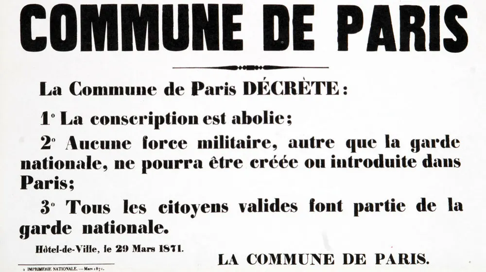 Proclamation of the Paris Commune, March 29, 1871, abolishing conscription