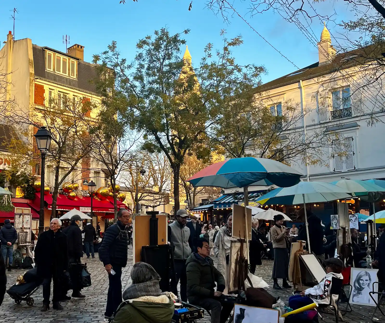 The Place du Tertre in Montmartre in winter